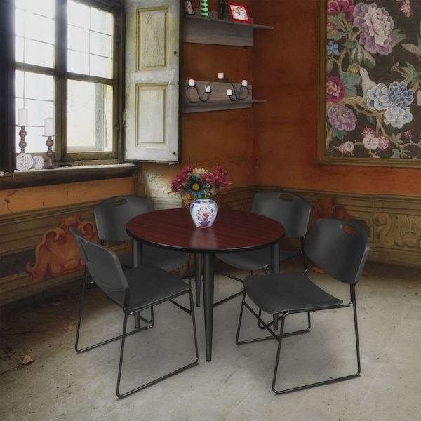 Regency Kahlo Round Table & Chair Sets, 36 W, 36 L, 29 H, Wood, Metal, Polypropylene Top, Mahogany TPL36RNDMHBK44BK - main